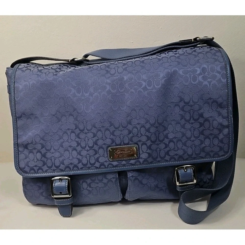 Coach Saddle Unisex Signature Messenger F70293 Blue Canvas Shoulder Bag‎